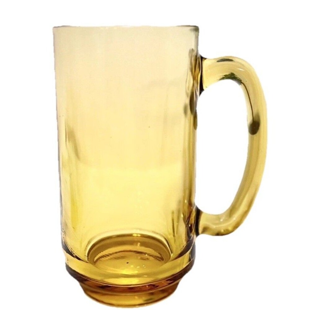 Vintage Hazel Atlas Century Amber Glass Beer Mug 10 oz MCM Barware Stein